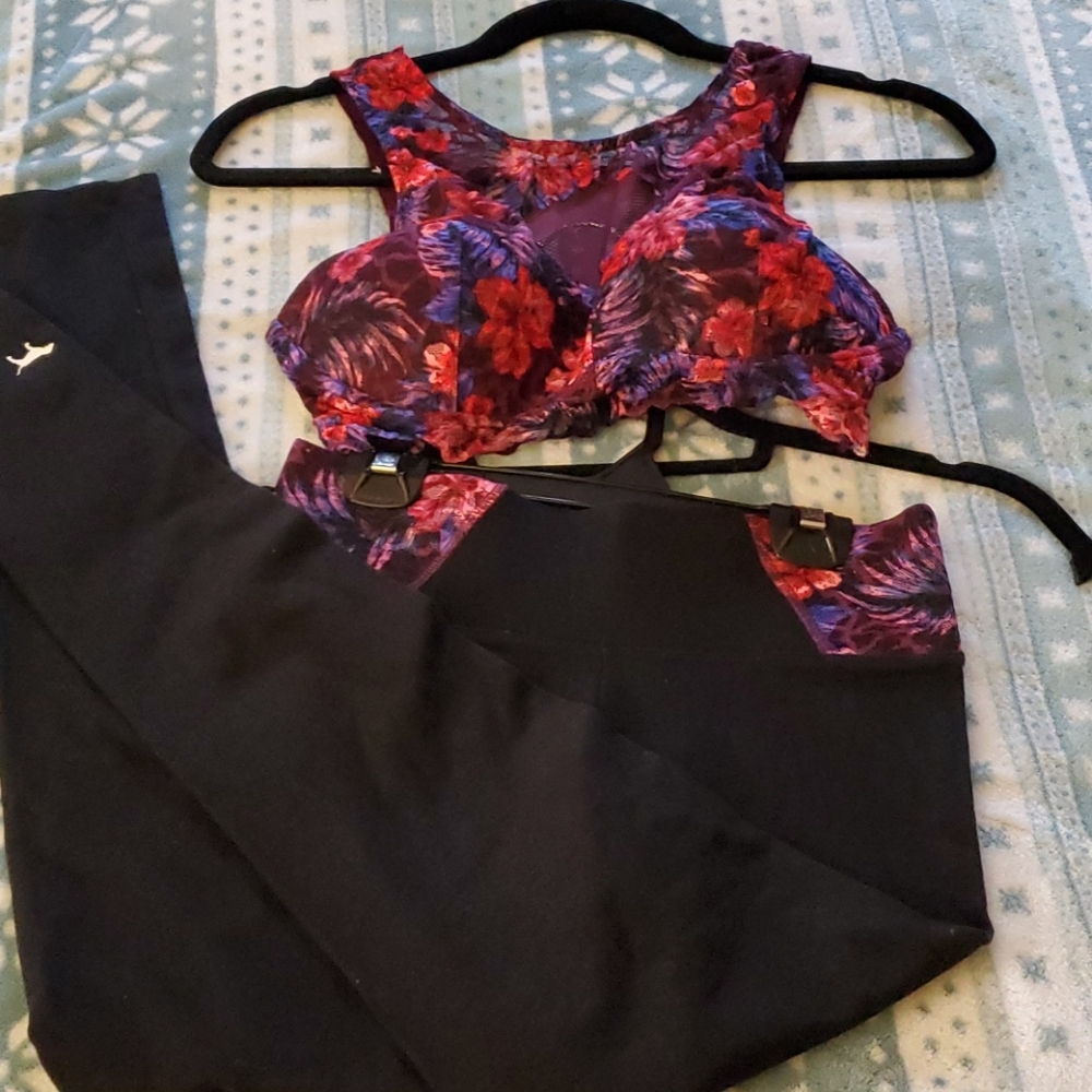 Victoria's Secret lace bralette and leggings